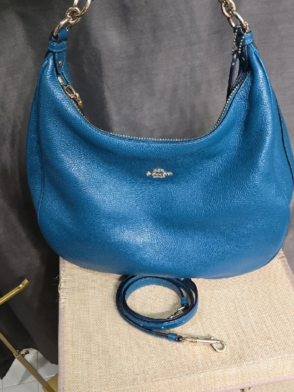 Coach Teal Blue Leather Shoulder Bag